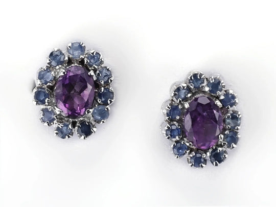 Citrine and Ruby Sterling Silver Earrings