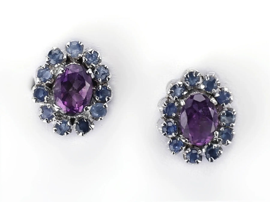 Citrine and Ruby Sterling Silver Earrings