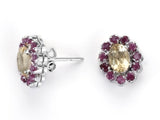 Citrine and Ruby Sterling Silver Earrings