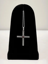 Garnet and Sterling Silver Cross Pendant