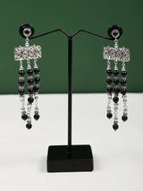 Black Onyx Sterling Silver Long Chandelier Earrings