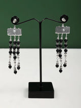 Black Onyx Sterling Silver Long Chandelier Earrings