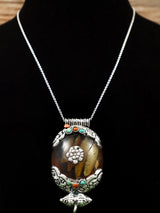 Tibetan Amber Dust Sterling Silver Pendant