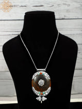 Tibetan Amber Dust Sterling Silver Pendant
