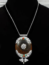 Tibetan Amber Dust Sterling Silver Pendant