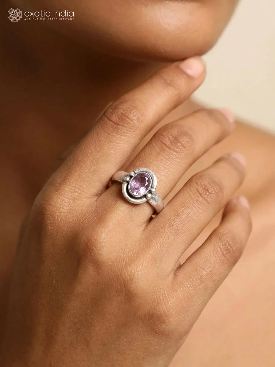 Faceted Amethyst Sterling Silver Ring