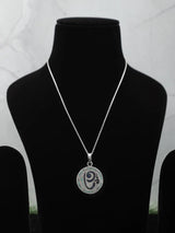 Om Symbol Sterling Silver Pendant with Enamel Accents