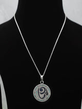 Om Symbol Sterling Silver Pendant with Enamel Accents