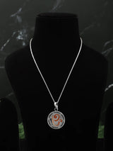 Om Symbol Sterling Silver Pendant with Enamel Accents