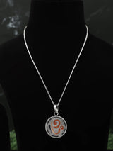 Om Symbol Sterling Silver Pendant with Enamel Accents