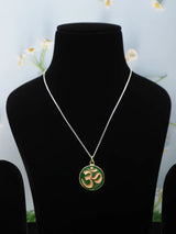 Sacred Om Brass Pendant with Red Hindu Iconography