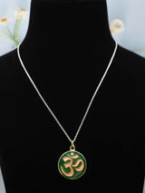 Sacred Om Brass Pendant with Red Hindu Iconography