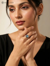 Cabochon Gemstone Sterling Silver Adjustable Ring