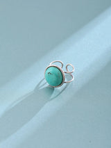 Cabochon Gemstone Sterling Silver Adjustable Ring