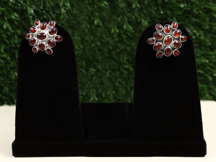 Garnet Sterling Silver Large Drop Earrings