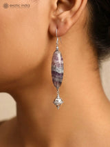 Rough Amethyst and Snowflake Obsidian Sterling Silver Hook Earrings