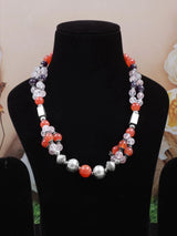 Rose Quartz, Amethyst and Carnelian Sterling Silver Necklace