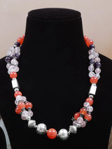 Rose Quartz, Amethyst and Carnelian Sterling Silver Necklace