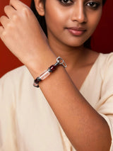 Garnet and Clear Quartz Sterling Silver Bracelet