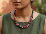 Multicoloured Cut Glass Beaded Thread Necklace