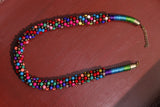 Multicoloured Cut Glass Beaded Thread Necklace