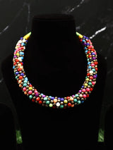 Multicoloured Cut Glass Beaded Thread Necklace