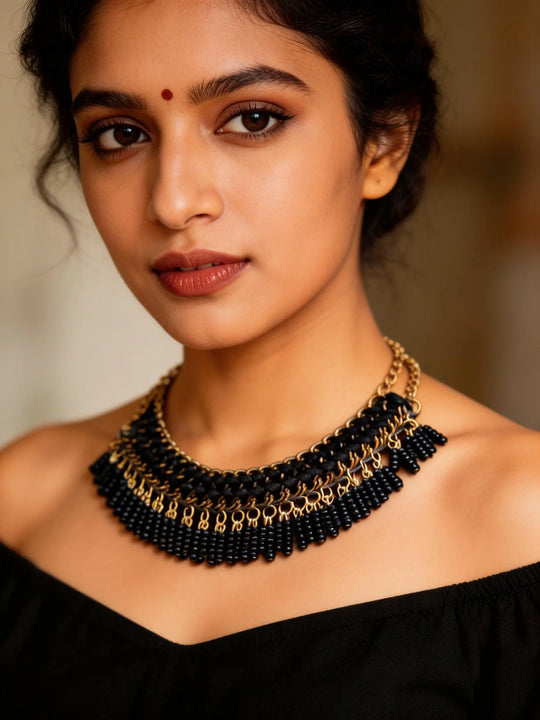Beaded Multicolour Choker Necklace in Indian Jewellery Style