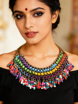 Beaded Multicolour Choker Necklace in Indian Jewellery Style