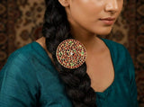 Floral Hair Brooch Rakodi in Polished Metal