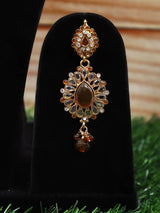 Stone Studded Metal Necklace and Earrings Set