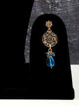 Stone Studded Metal Necklace Set with Earrings