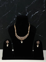 Stone and Metal Necklace and Earring Set