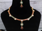 Multi Stone Meenakari Fashion Necklace in Antique Gold Finish