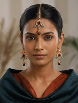 Kundan Stone Earring and Maang Tikka Set