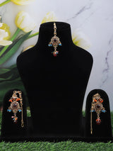 Kundan Stone Earring and Maang Tikka Set