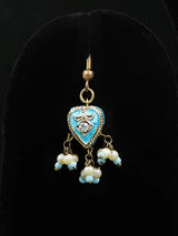 Blue and Red Beaded Necklace and Earrings Set
