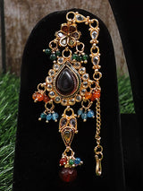 Stone Set Earrings and Maang Tikka Set in Metal