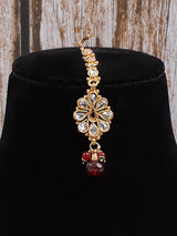 Polki Stone Earring and Maang Tikka Set in Metal