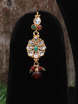 Polki Stone Earring and Maang Tikka Set in Metal