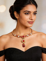 Emerald and Ruby Multi Stone Fashion Necklace