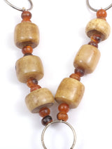 Wooden Bead Long Necklace in Antique Metal Finish