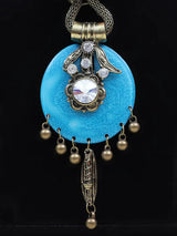 Blue and Red Beaded Bohemian Necklace Set with Earrings
