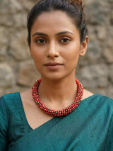 Bead Crocheted Metal Choker Necklace in Indian Style