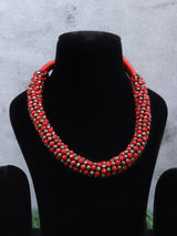Bead Crocheted Metal Choker Necklace in Indian Style