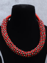 Bead Crocheted Metal Choker Necklace in Indian Style