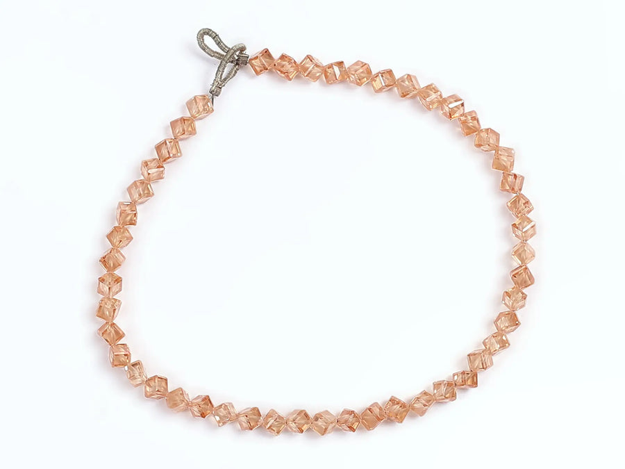 Crystal Bead Bracelet in Orange and Violet Square Cut Design