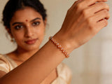 Crystal Bead Bracelet in Orange and Violet Square Cut Design