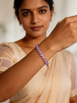 Crystal Bead Bracelet in Orange and Violet Square Cut Design