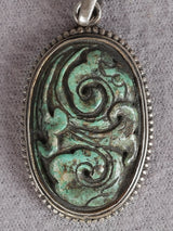 Silver Figurine Pendant with Emerald Stone
