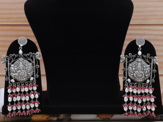 Lord Ganesha Sterling Silver Earrings